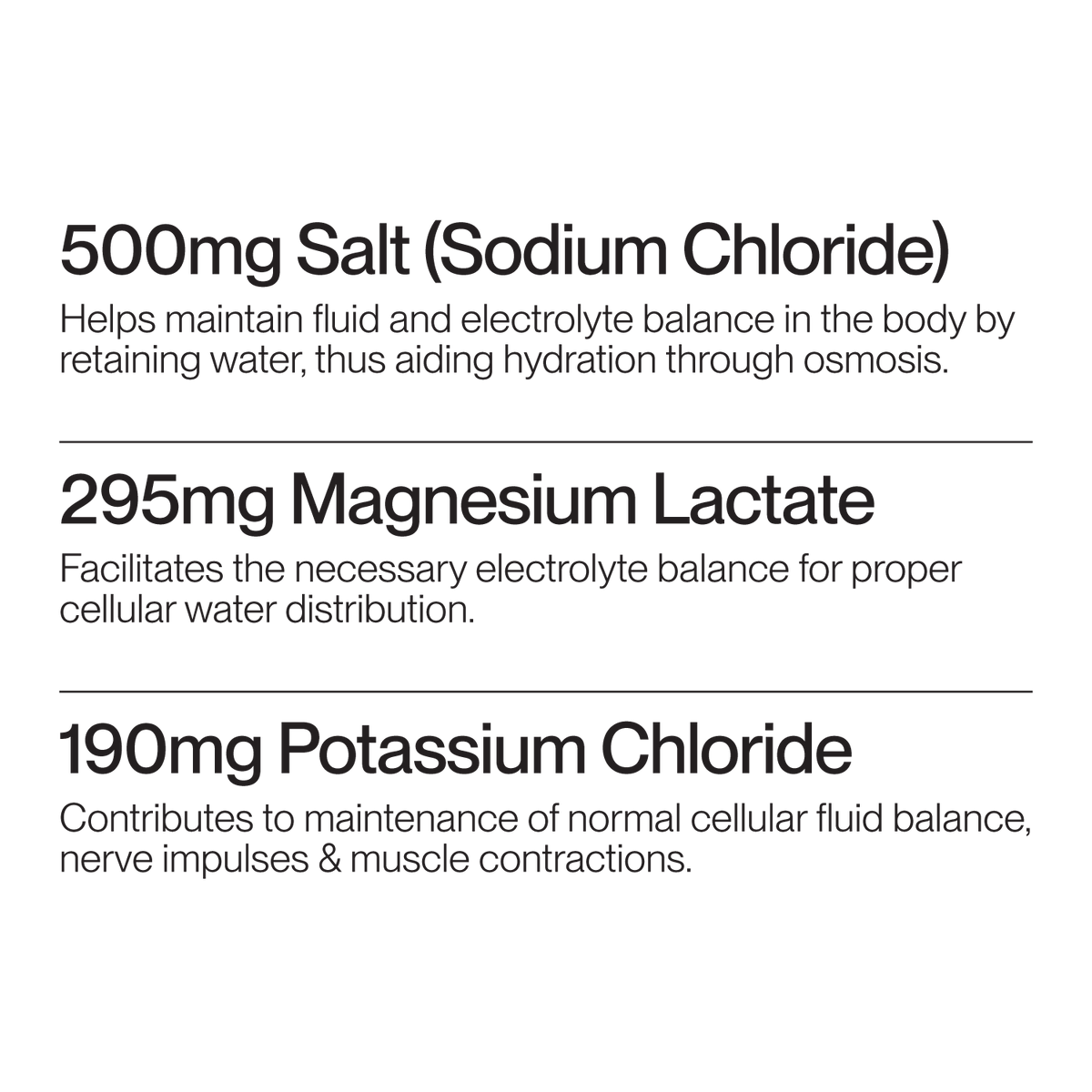 ingredient overview of electrolyte formula